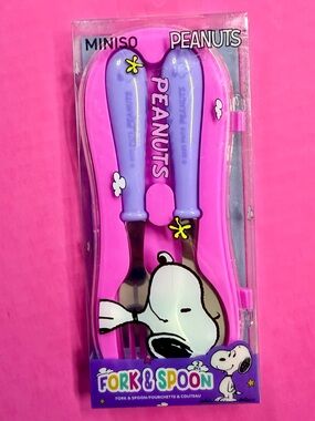 MINISO Peanuts Pink & Lavender Fork and Spoon Set